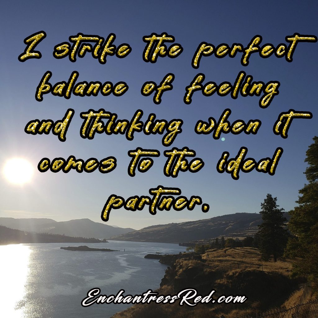I strike the perfect balance of feeling and thinking when it comes to the ideal partner.